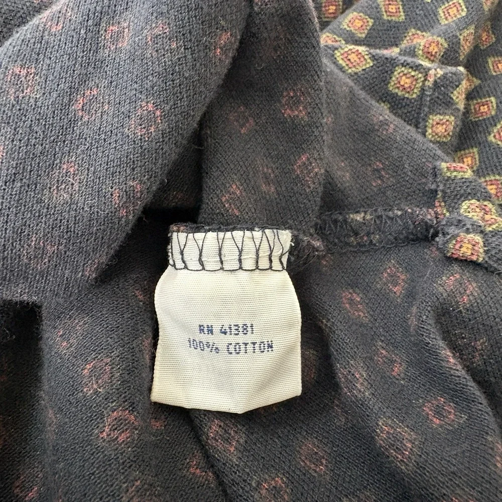 Ralph‎ Lauren Polo Shirt Mens Size Large Navy Long Sleeve Geometric Pattern